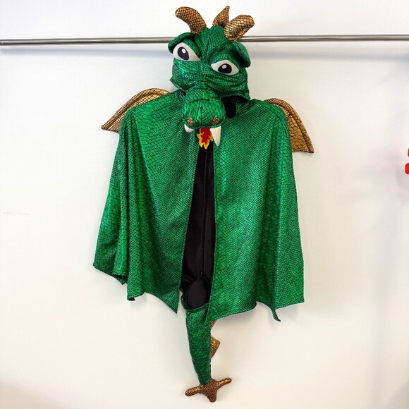 Green, Black, & Gold Kids Dragon Halloween Costume Cape - Picture 1 of 7